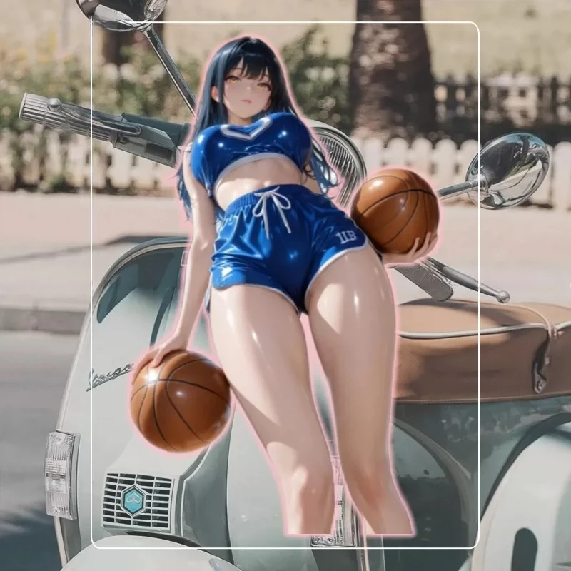 Sexy Anime Basketball Girl Stickers, Waterproof & Sunproof Vinyl Decals for Car, Motorcycle & PC Case, Scratch Cover Decor