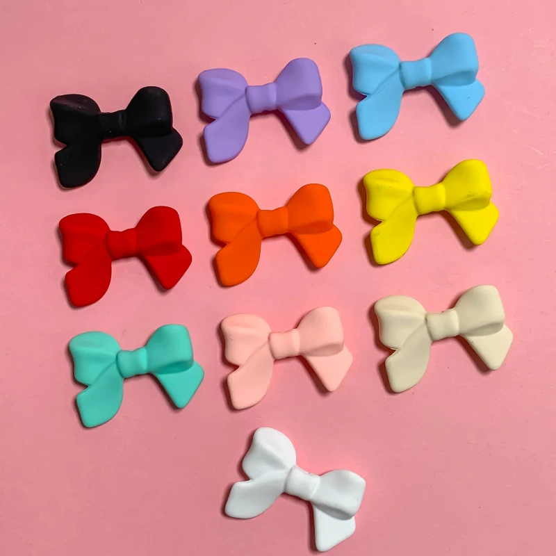 Colourful Bow Resin Plastic Beads Hole Earring Accessories Supplies for Jewelry Making Pendant Bracelet Diy Handmade 10pcs