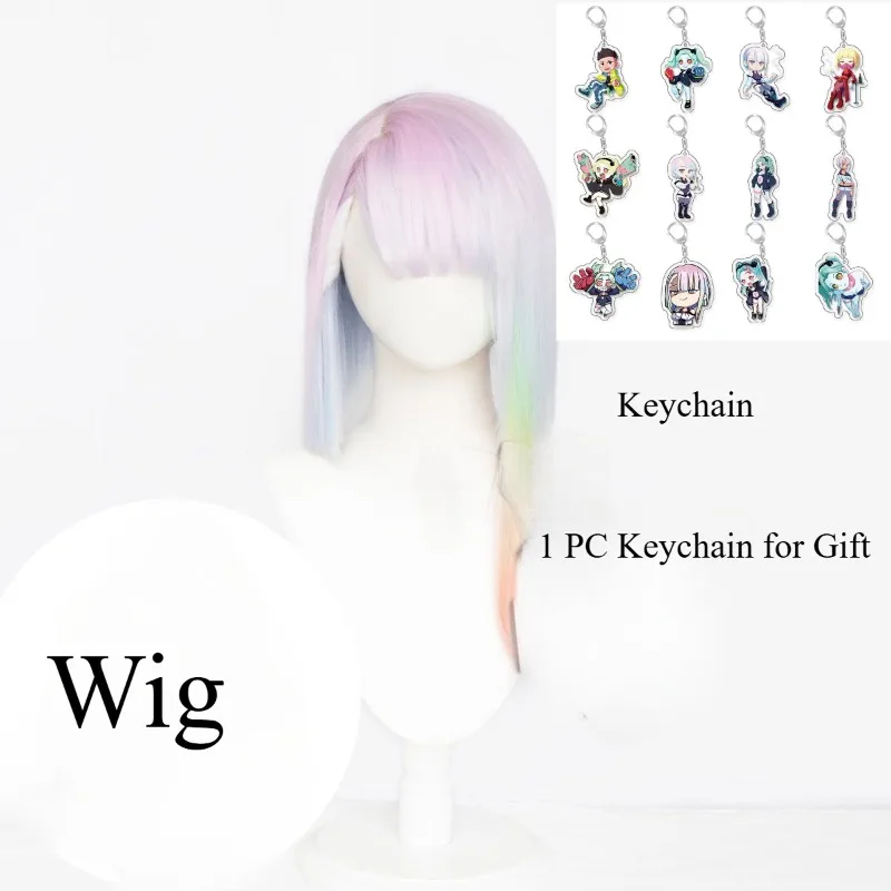 Cyberpunk Cosplay Wigs Lucy Role Play Hair Women 45cm Short Hair Pink Heat Resistant Wigs Props Accessory  for Carnival Party