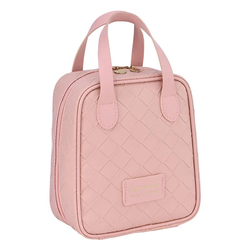 Neue Luxus Tragbare Reise Pu Lagerung Tasche Große Kapazität Gewebt Make-Up Tasche Kosmetische Lagerung Tasche