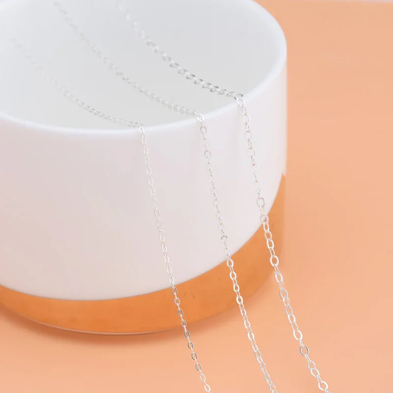 925 sterling silver semi-finished loose chain calendered cross chain handmade DIYbracelet necklace anklet accessories