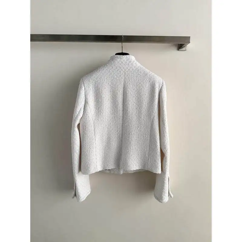 French Sweet White Tweed Short Coat Women's Lasel One-button Elegant Gold Style Age-reducing 2026