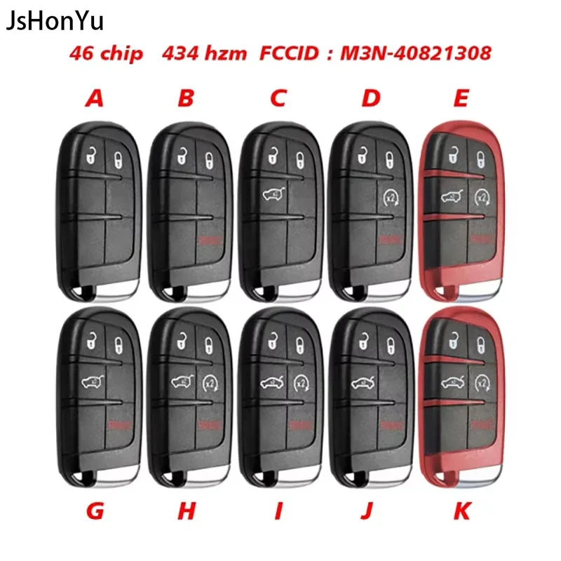 JsHonYu M3N40821302 434MHz ID46 Chip Smart Remote Key for Dodge Charger Challenger Dart Journey Durango Jeep Grand Cherokee