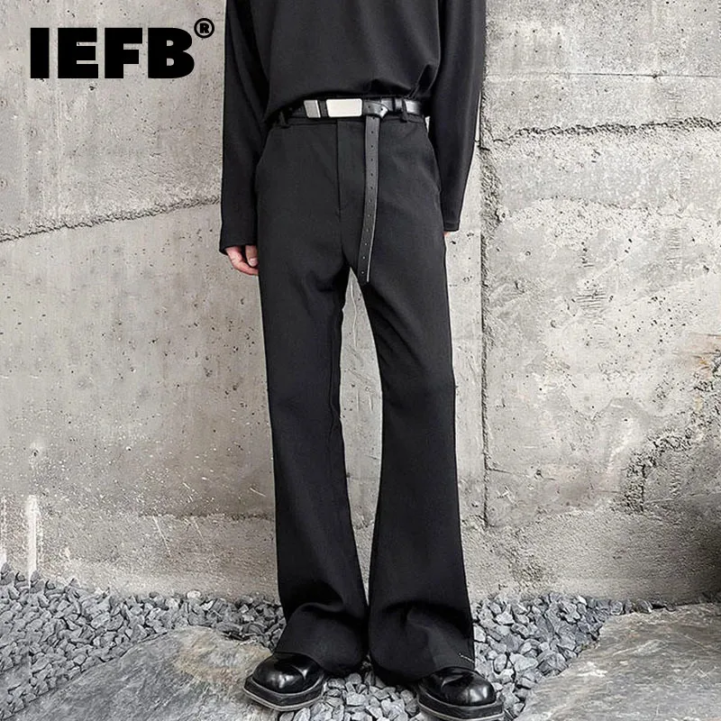 

IEFB Trendy Male Suit Pants Niche Design 2024 Summer Pocket Minimalism Casual Solid Color Men Flare Trouser New Fashion 9C5200