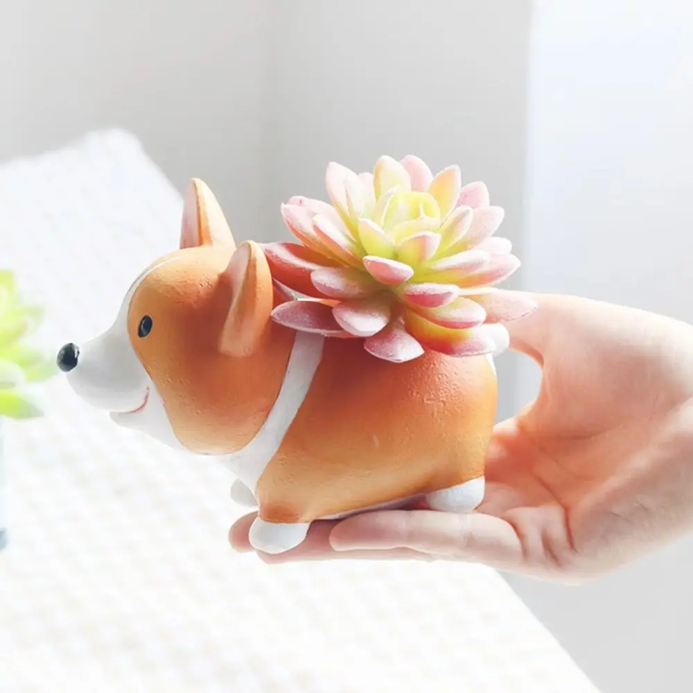 

Decorative Corgi Dog Pot Decorations Collectible Exquisite Corgi Dog Resin Ornaments 14.5cm Adorable Corgi Dog Model Toy Office
