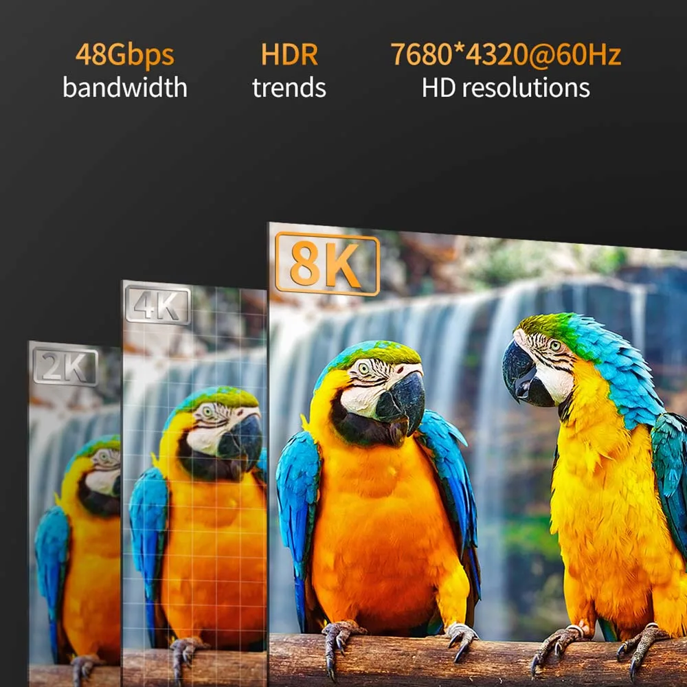48Gbps HDMI 2.1 Kabel 8K@60Hz 4K@120Hz UHD HDR Hochgeschwindigkeits-8k-HDMI-zu-HDMI-Kabel für 4k HDMI HDTV Gaming-Monitor und mehr – Detail 8