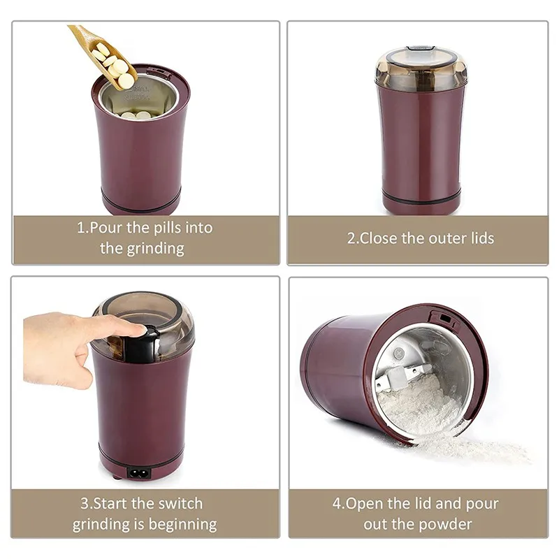 B02C-Compact Multifunctional 1L Capacity Grinder For Spices, Grains& Medicinal Herbs-200W EU Plug