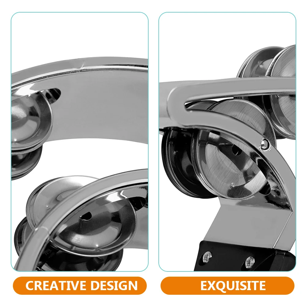

1pcs Half-Moon Tambourine Handheld Percussion Instrument For Kids Adults Double Row Metal Plastic Tambourine For Classroom Music