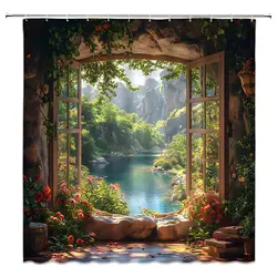 Cool Cat Shower Curtain Set Man Cave Bathroom Decor Awesome Hero Unicorn Shooting Fire Blue Polyester Fabric 12 Hooks Included