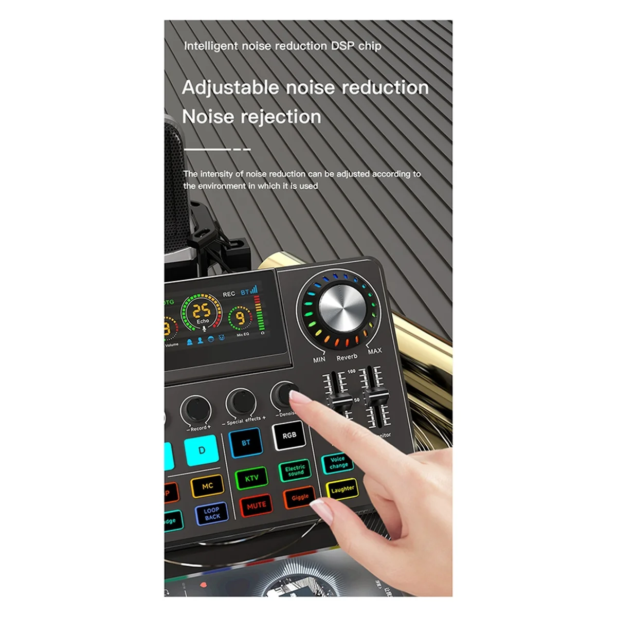 

NEW F668 Electronic Tone Sound Card Audio 48V Power Supply for Live Streaming Recording Interface Podcast Studio