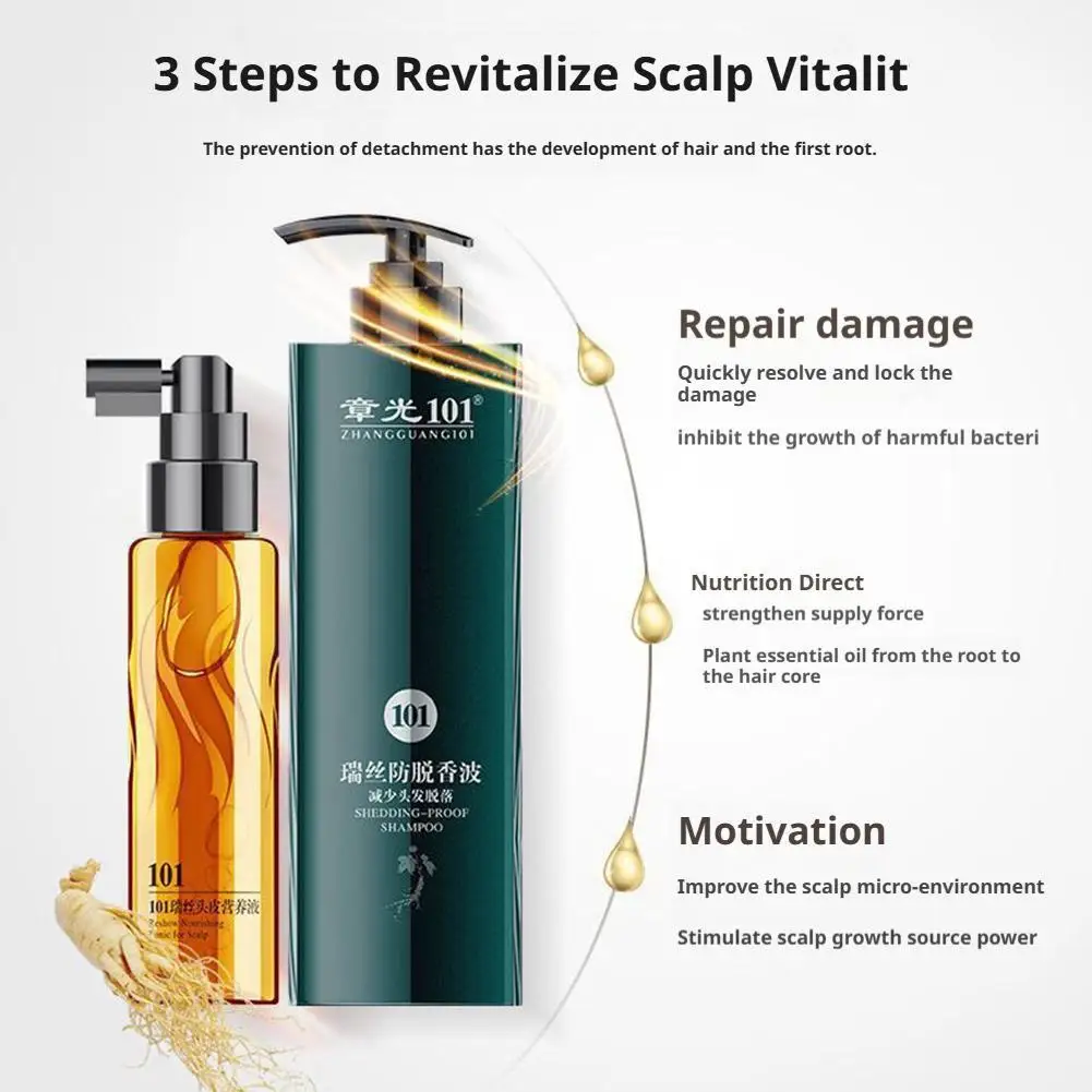 

For Zhang Guang 101 Anti - Hair Loss Set Shampoo & Essence With Herbal Extracts Revitalize Scalp Reduce Hair Shedding