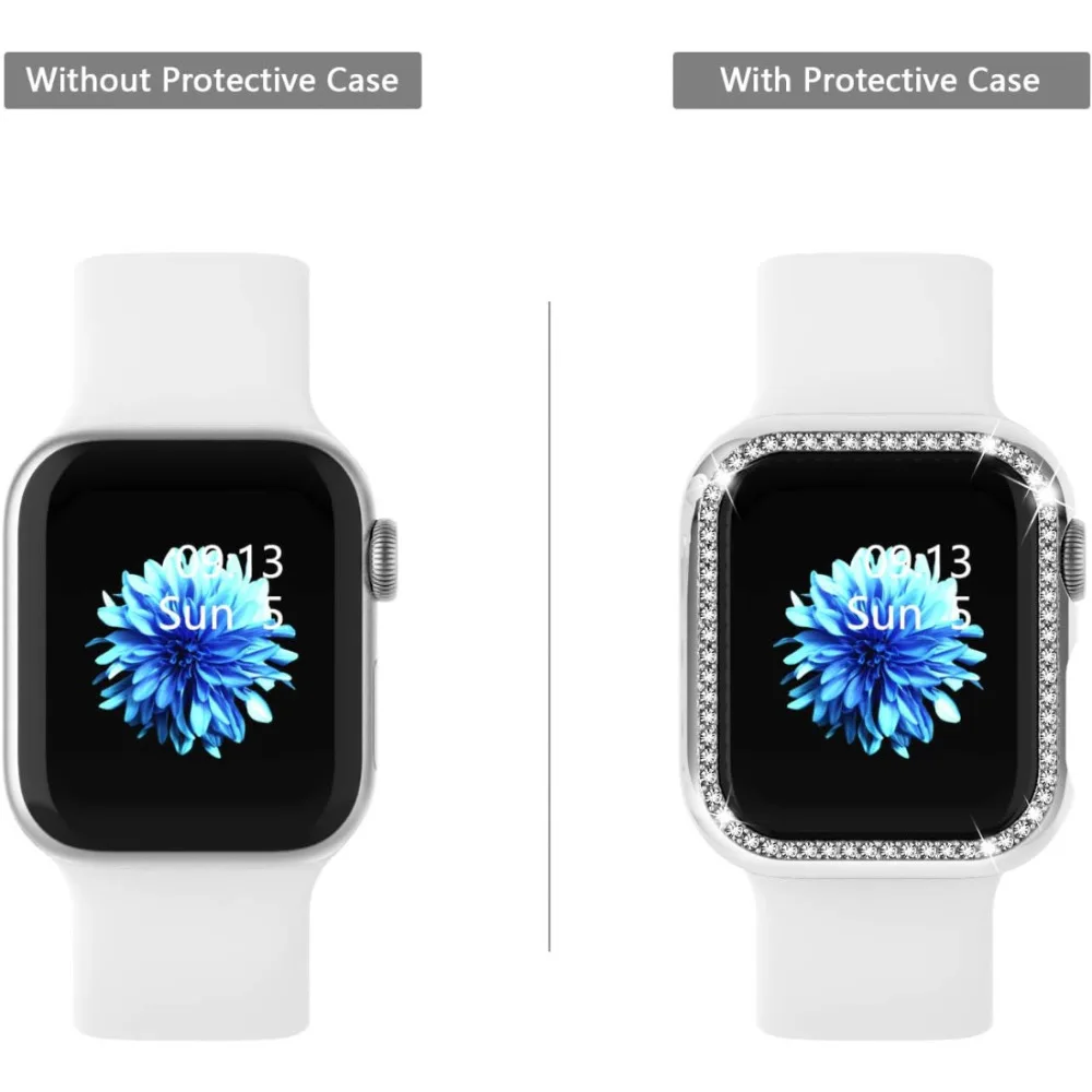 Etui na zegarek Apple Watch 9/8/7 41mm 45mm Bling Rhinestone Women Protective Case Bumper Frame Cover iWatch Series 40mm 44mm 6/5/4 SE