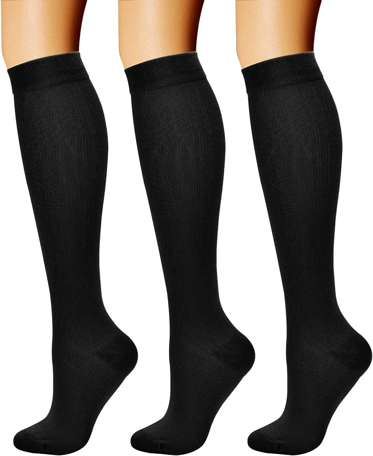 

CHARMKING 3 Pairs Compression Socks for Women Men 15-20 mmHg Circulation Support Athletic Running Cycling Compression Stocking