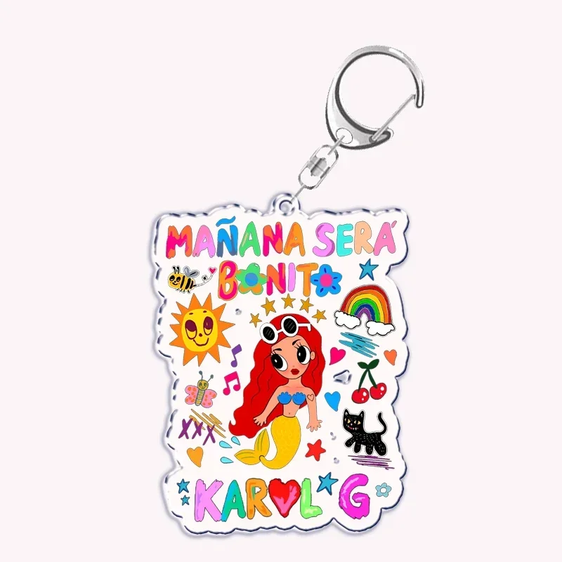 Popular Music Singer Karol G Keychain Ti Manana Sera Bonito Bichota Key Chain Bag Pendant Key Ring Keychains Friends Gifts