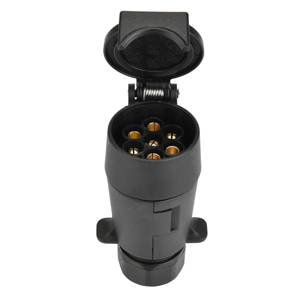 

7 Pin Trailer Socket, European Black Plastic Connector, 12V Brass Plug Adapter, for Truck Caravan Towing Lighting