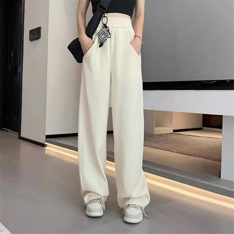 

New Loose Elastic High Waist Wide Leg Pants Korean Trendy Casual Fashion Straight Pantalones Spring Women's Baggy Sweatpants