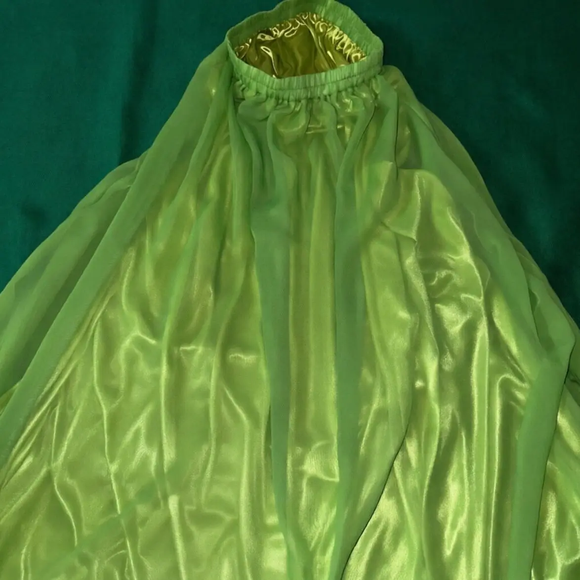 Lengh 95cm Glossy 2 Layers Mesh Satin Silk Elegant Women High Waist Skirt Loose Sleeping Long Bottoms