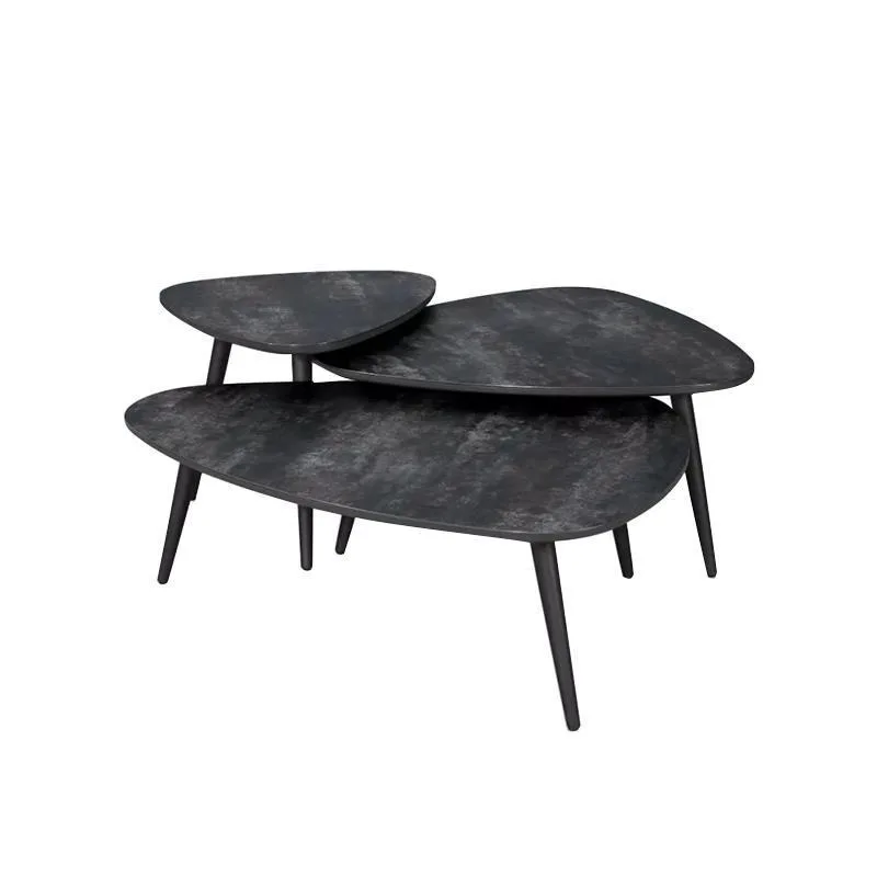 Italian minimalist rock slab coffee table, light luxury stainless steel tea table three-piece set