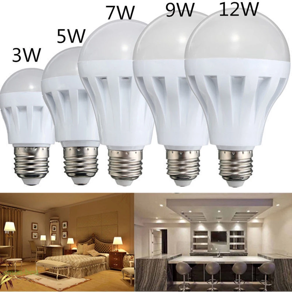 3W/5W/7W/9W/15W 220 V Plastic Shade Lighting Bulb 370 Lm Bright Whiet/Warm Lamp E27 LED Bulb 5730