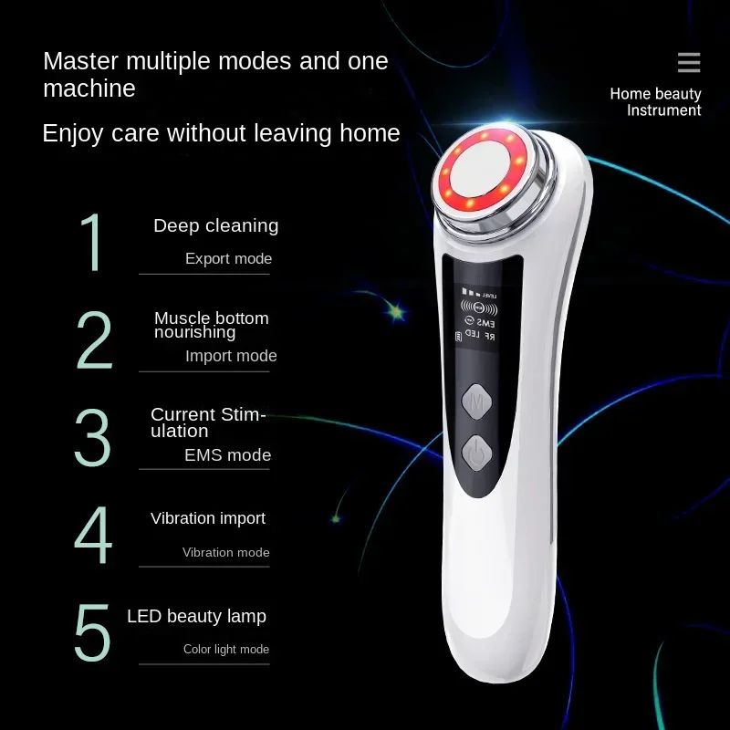 

Rf beauty instrument household facial vibration massage EMS micro-current cleaning red and blue light