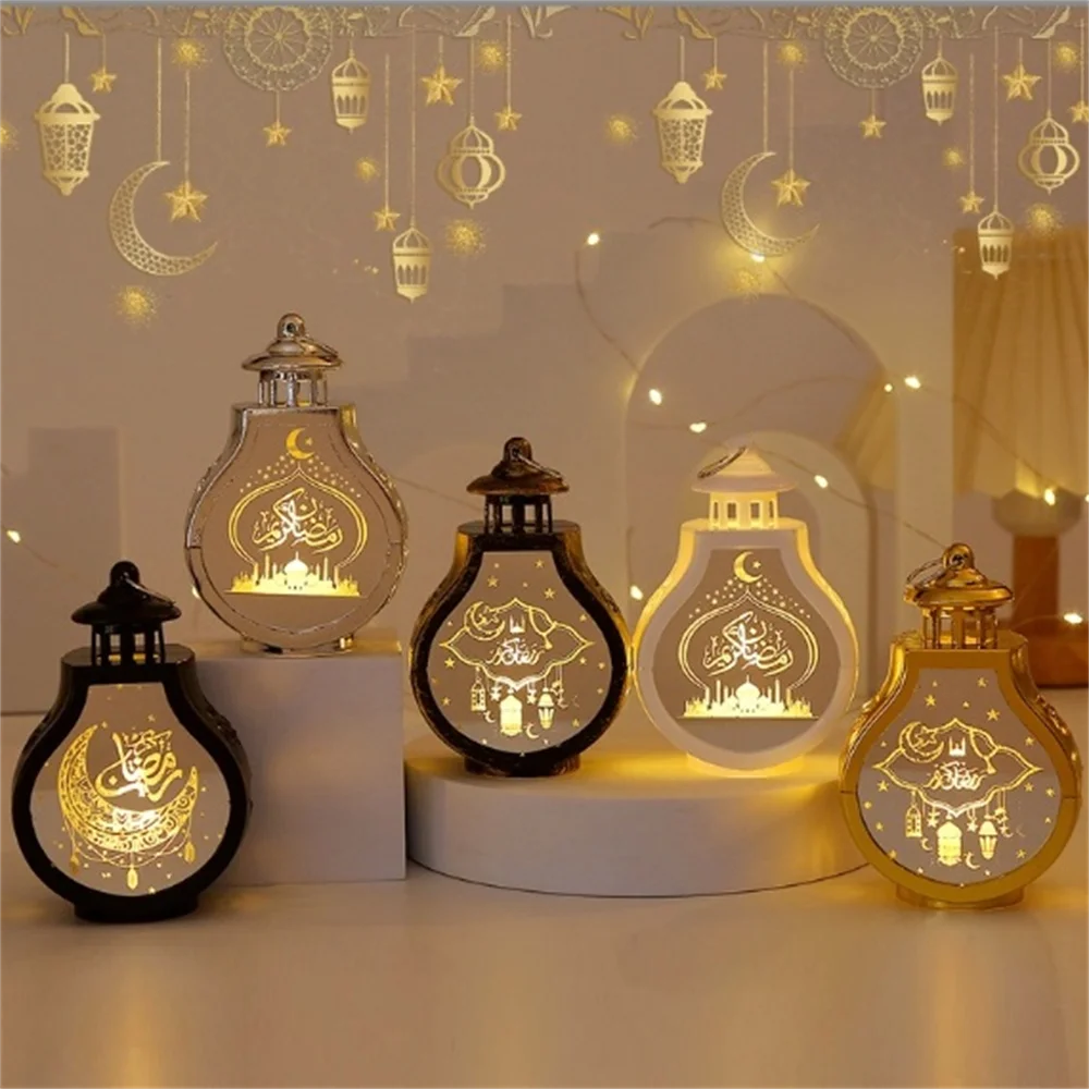 Muslim Ramadan Lantern Decor Ornament EID Mubarak LED Festival Night Light Eid Al Adha Gift Gurbang Ramadan Decoration for Home