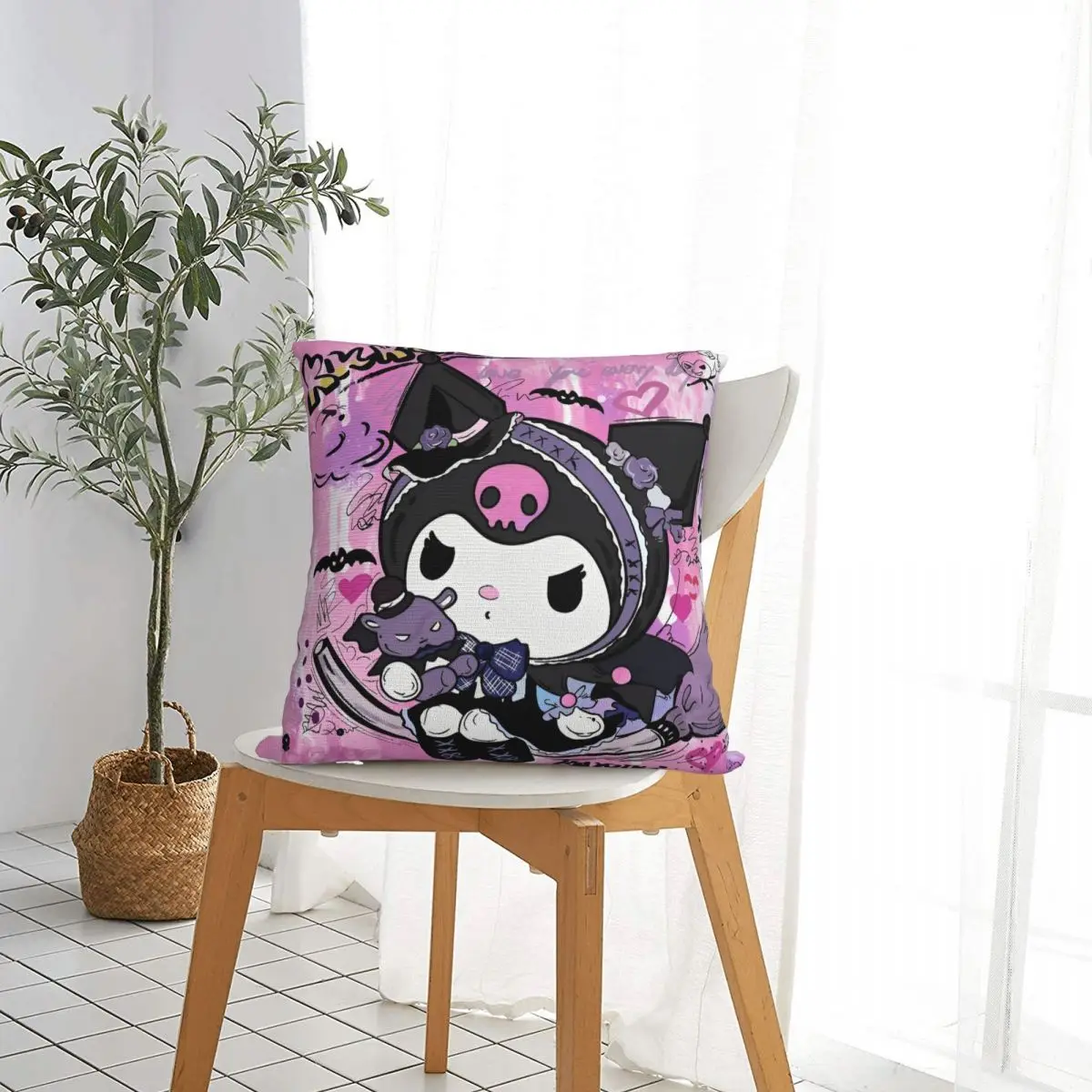 بارد لطيف Kuromi الكرتون أكياسها غطاء الوسادة الأزياء سستة ديكور المخدة لغرفة المعيشة 40x40cm