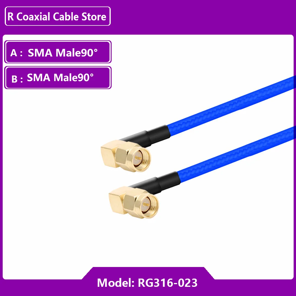 RG316 Cable RF Coaxial Jumper Pigtail SMA Male 90Degree Plug To SMA Male Right Angle for WIFI Antenna Router Extension Cable