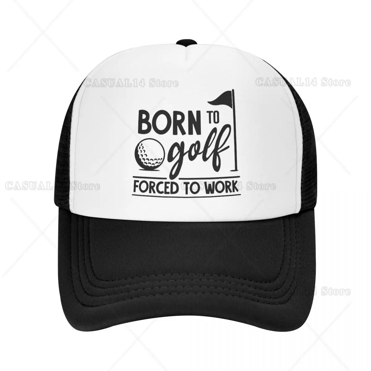 

Punk Unisex Born To Golf Forced To Work Trucker Hat Adult Adjustable Baseball Cap Men Women Outdoor One Size
