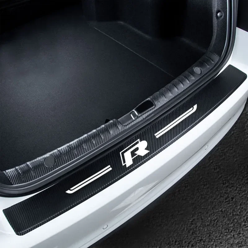 Car Trunk Door Entry Guard Decals for Volkswagen VW R Line Rline POLO Golf Jetta Door Sill Stickers Carbon Fiber Protective Trim