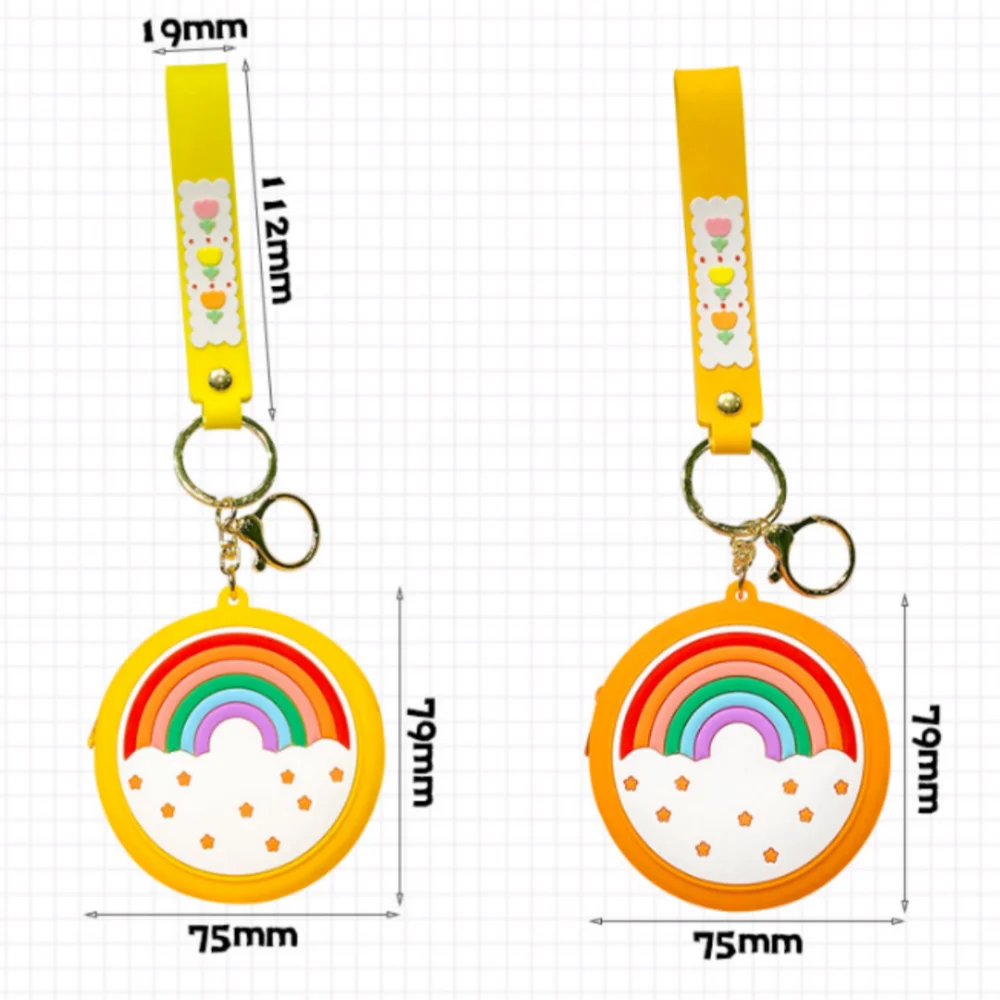 صغيرة قوس قزح سيليكون محفظة نسائية للعملات المعدنية حقيبة سماعة الاذن محفظة صغيرة لطيف قوس قزح جولة مفتاح حقيبة التخزين لحقيبة الظهر هدايا الأطفال