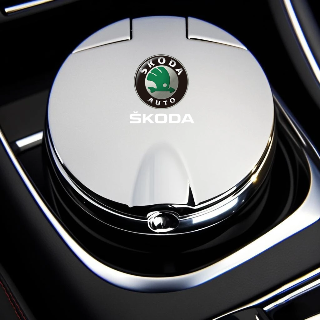 Car Ashtray with Lid Smell Proof Blue Led Portable Ashtray Cup For Skoda Octavia RAPID Superb Fabia Kodiaq Kamiq Karoq view 2