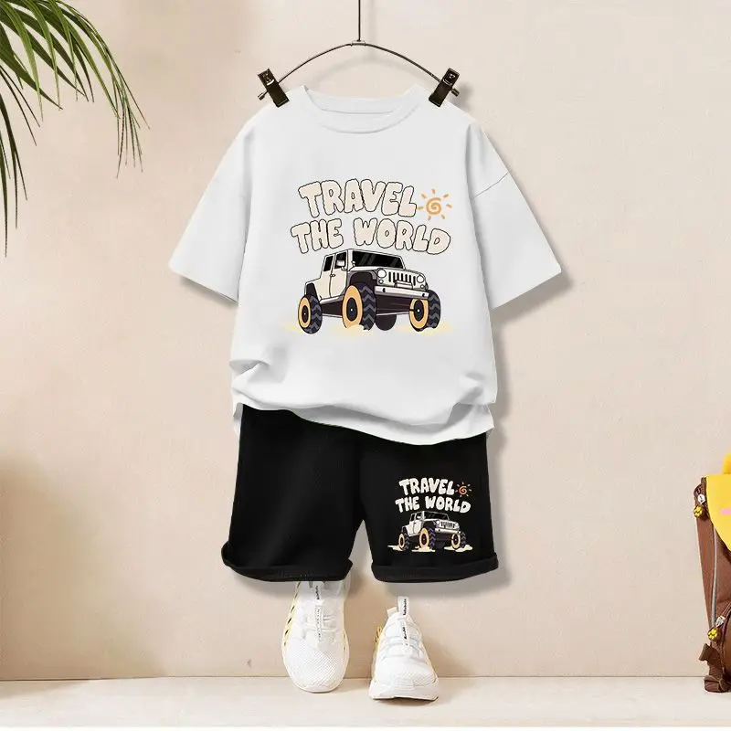 Summer Children Boy Clothes Letter Printed T-Shirts And Shorts 2 Pieces Set Baby Kid Girls Short Sleeve Top Bottom Outfits