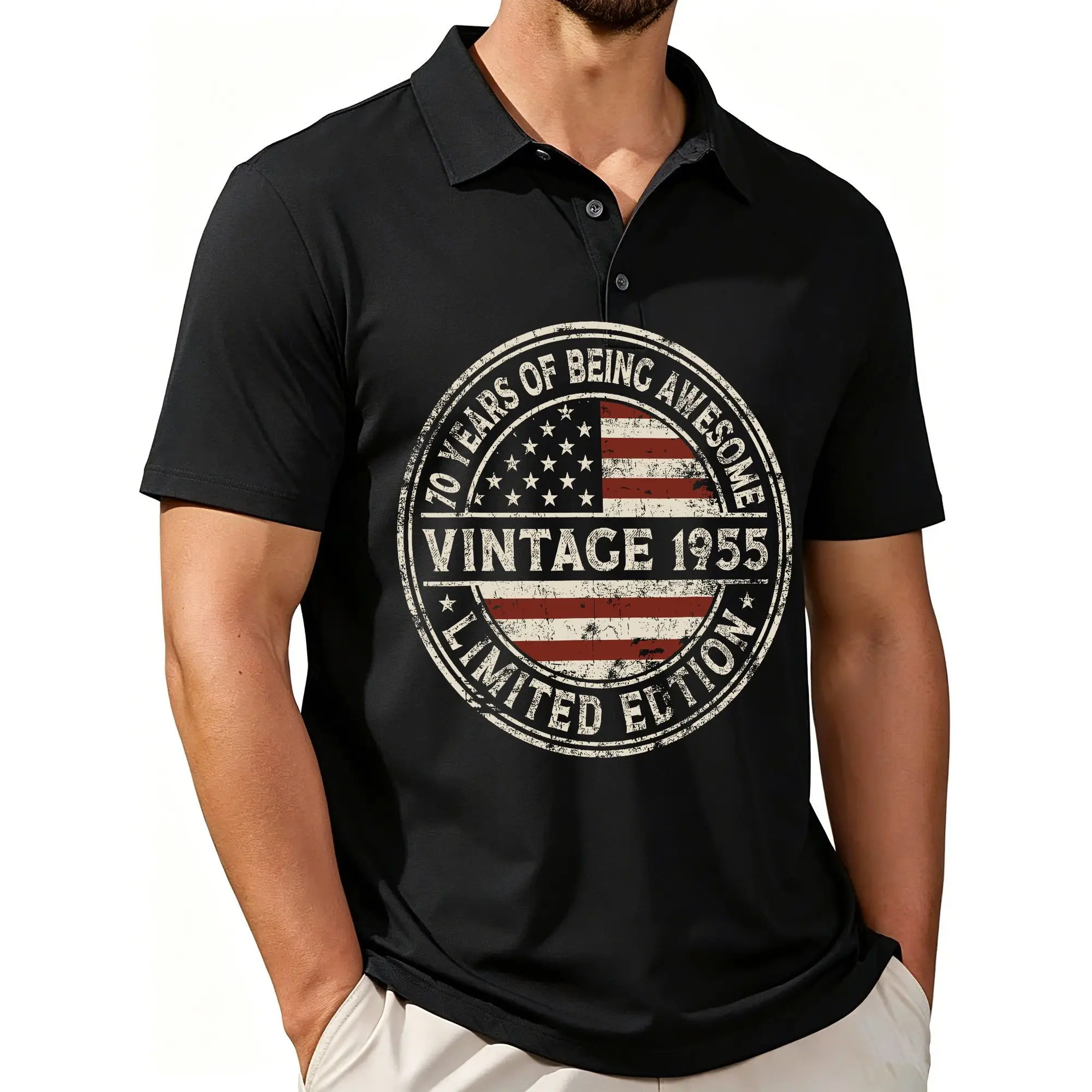 Men's Retro American Flag Polo Shirt