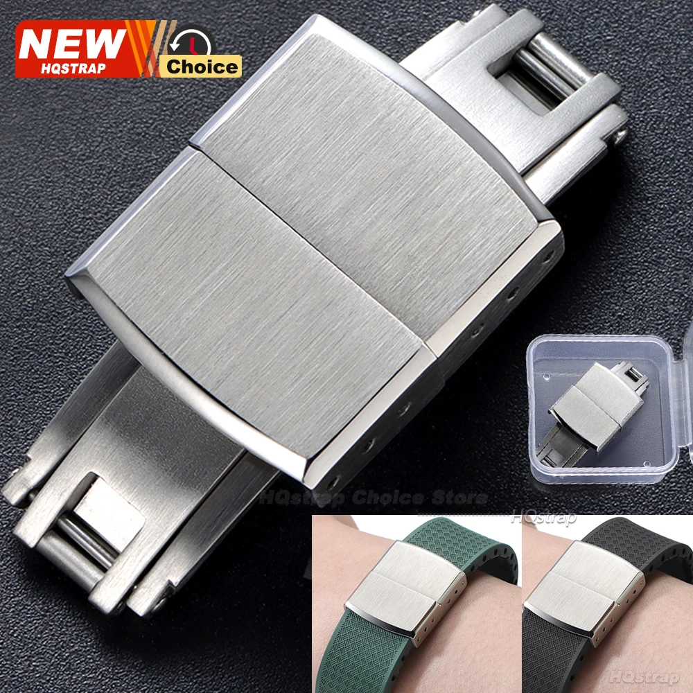 Fast Release Fold Buckle 16mm 18mm 20mm Flat-End Universal Button Double Click Butterfly Watchband Clasp Fashion Steel Buckles