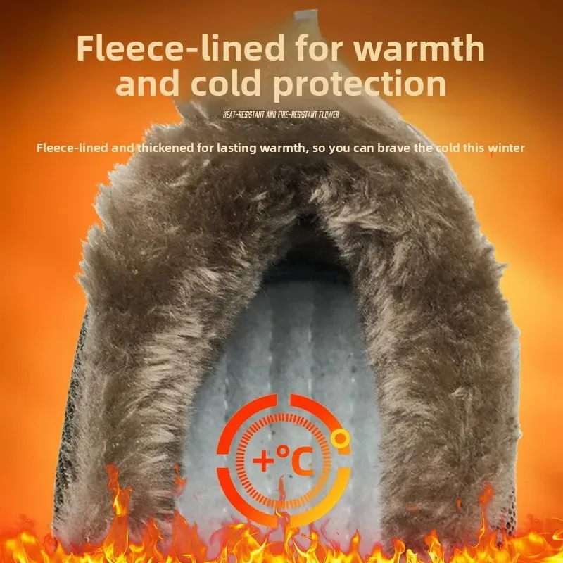 Winter Fleece Lined Safety Shoes for Men Warm Thickened Work Boots Anti-Smash Anti-Puncture Footwear for Construction Site