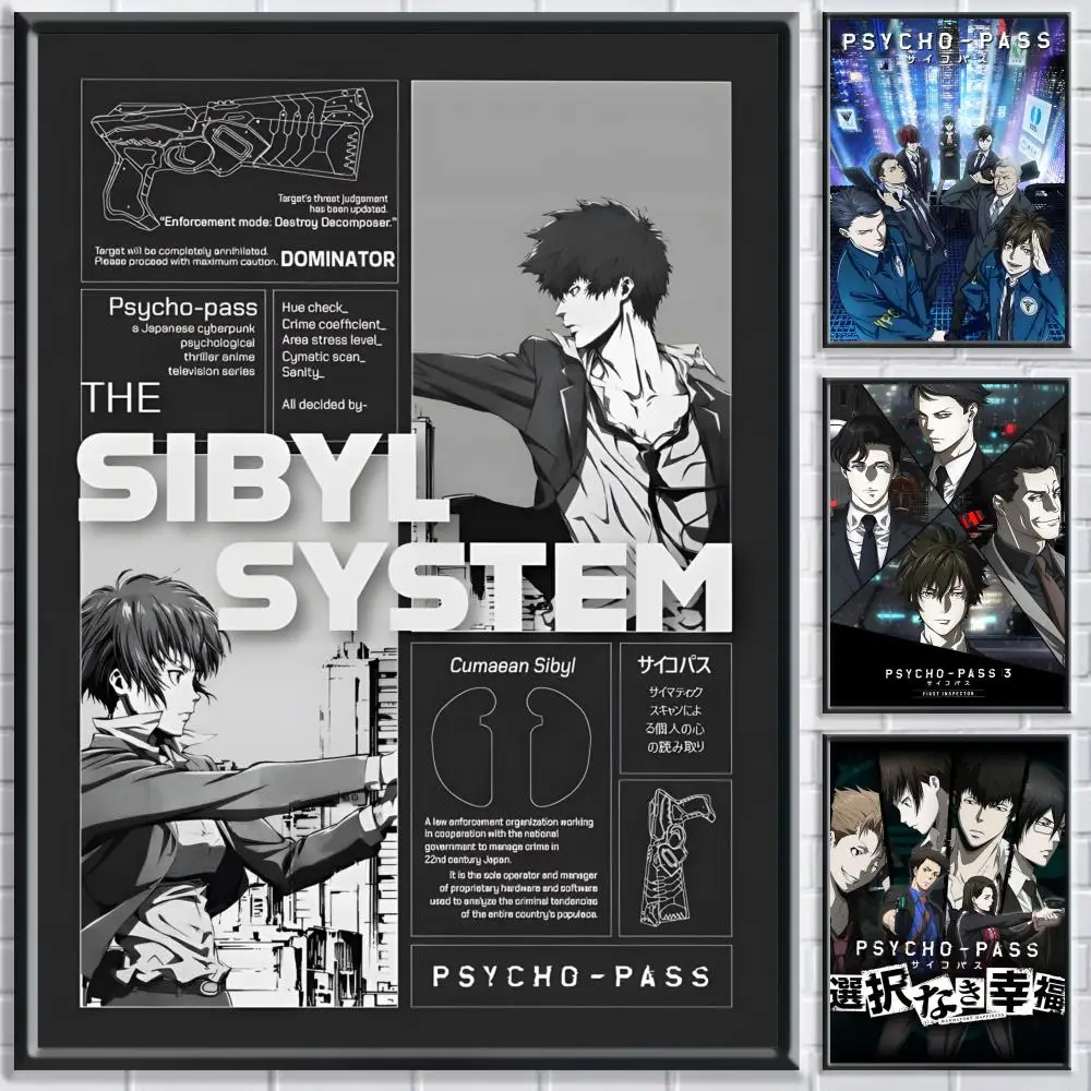 P-Psycho Pass Anime-Poster, Schlafzimmer, Wohnzimmer, Arbeitszimmer und darüber hinaus, selbstklebende Dekoration + perfektes Geschenk