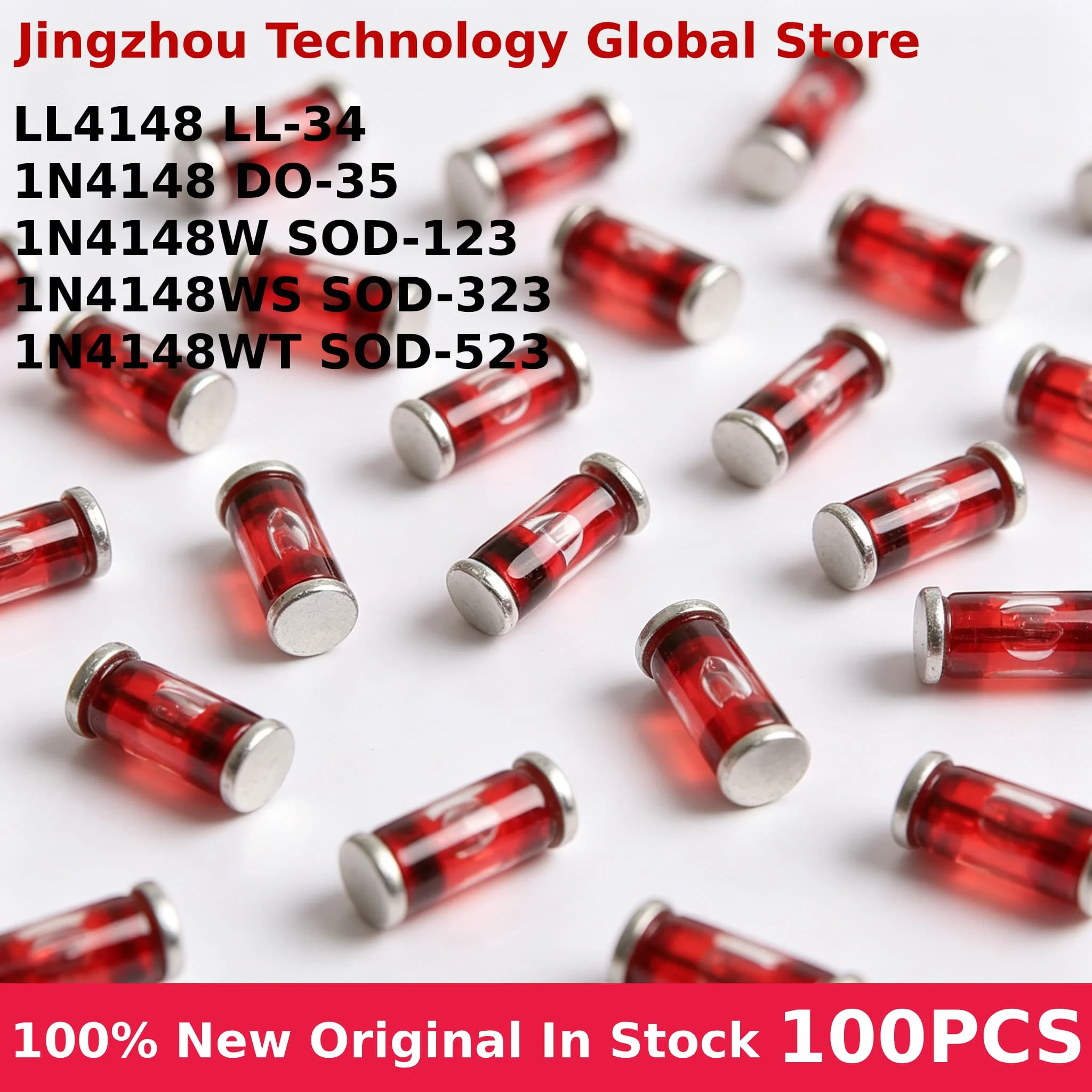100PCS 1N4148W T4 SOD-123 1N4148WS 0805 SOD-323 1N4148WT 0603 SOD-523 1N4148 DO-35 LL4148 LL-34 1206 Switching Diodes 100% New