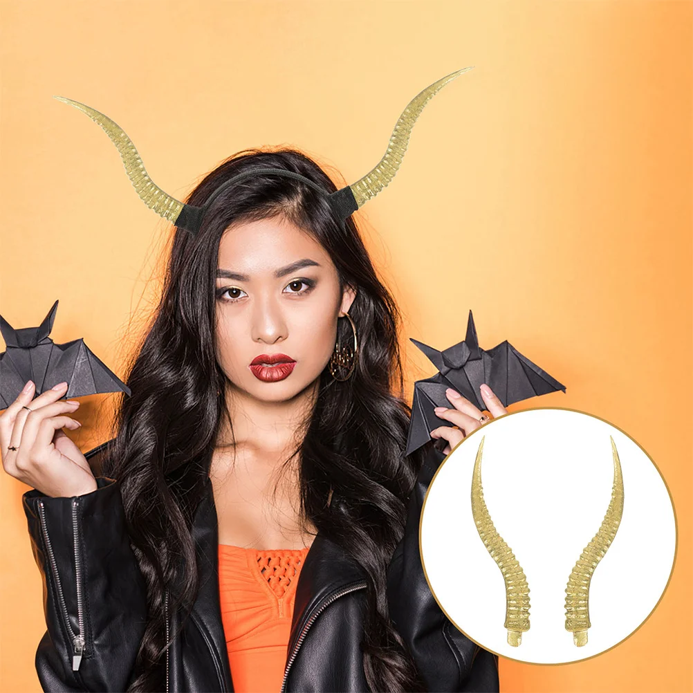 زوج واحد من عصابة رأس قرون الأغنام الاصطناعية DIY أغطية الرأس للحفلات التنكرية وإكسسوارات غطاء الرأس للهالوين قرون كوسبلاي