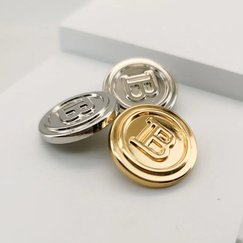 Englischer Buchstabe B Gold- und Silber-Metallknopf für Kleidung, Mantel, Jacke, Anzug, Accessoires, Designer-Handnähknöpfe, 10 Stück – Detail 2