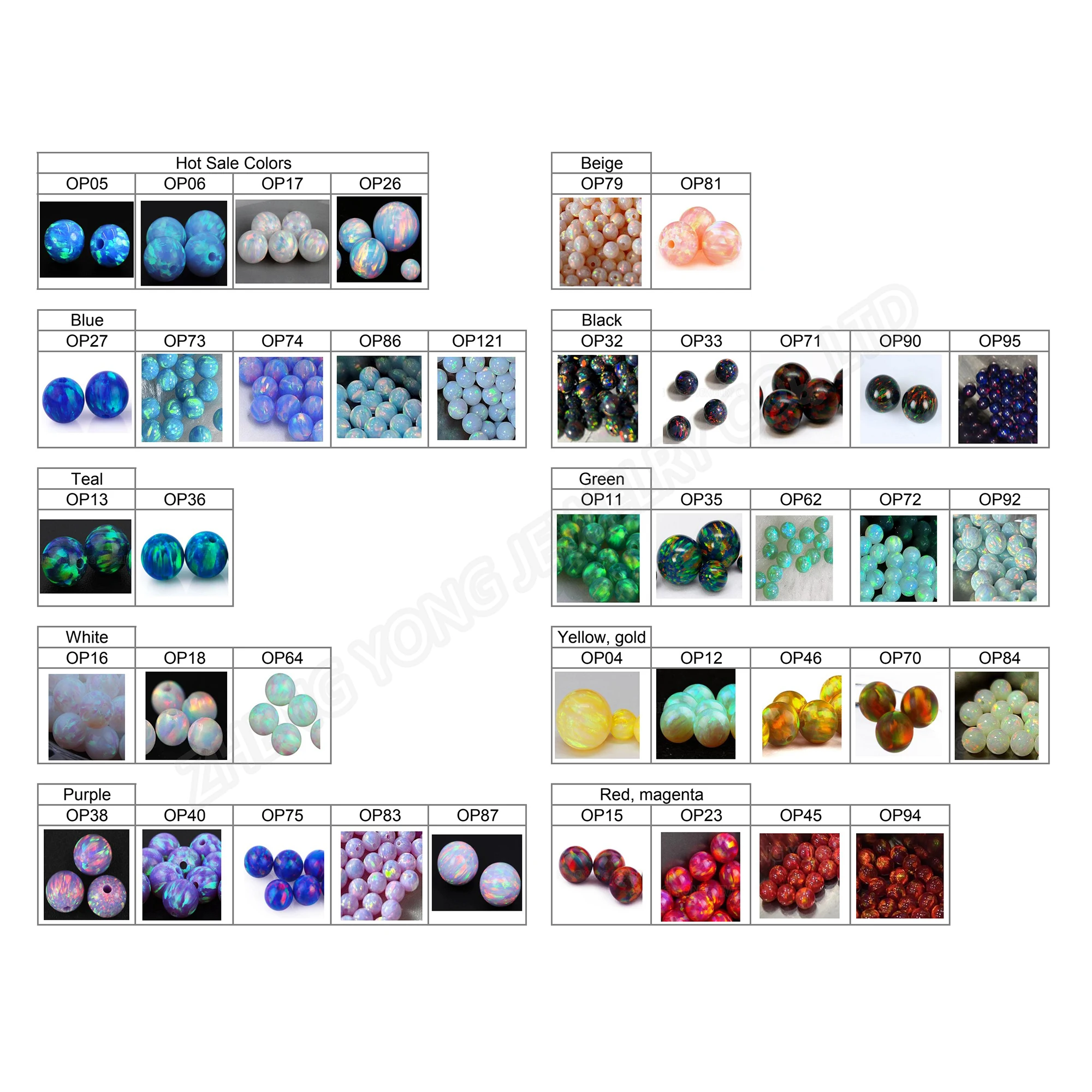 1 Piece for Each Color, 2mm to 8mm, Synthetic Opal OP01--OP92 Loose Beads for Jewelry Making