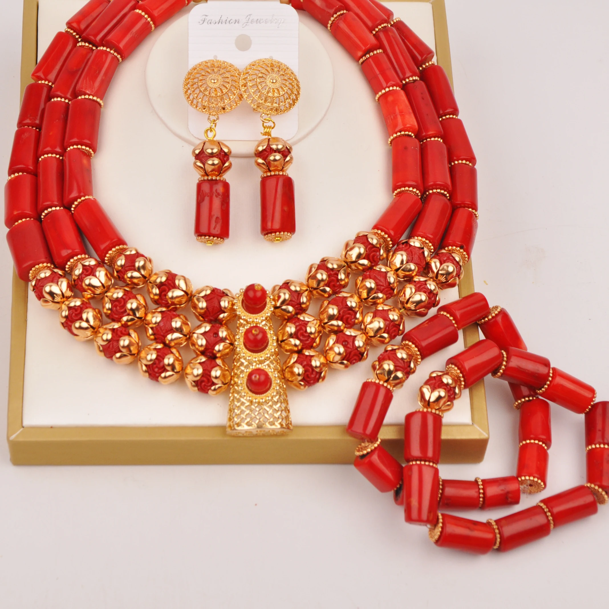 Fashion African Coral Bead for Bride Nigerian Weddding Coral Beads Jewelry Sets