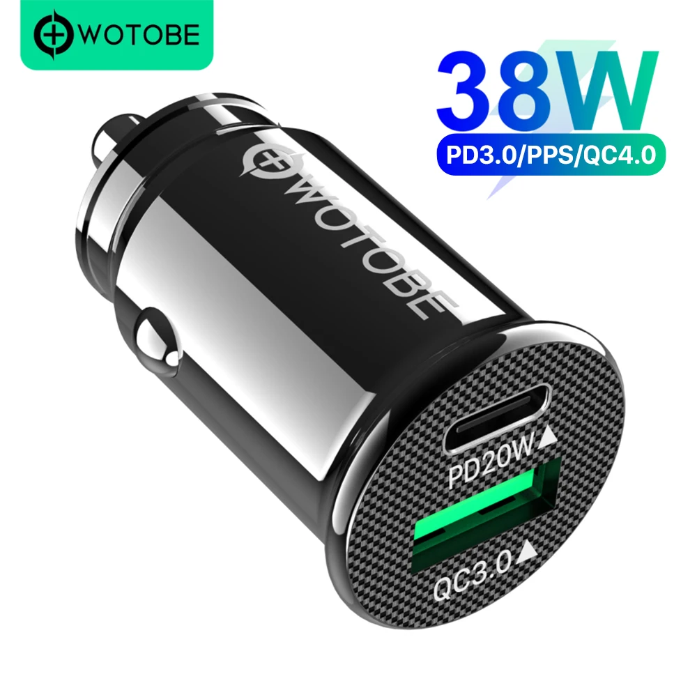 WOTOBE 38W (PD20W+QC18W) Car Charger PD3.0 Fast Charging QC4.0 QC3.0 AFC 15W Car USB For iPhone 13/12 Xiaomi Mobile Phone