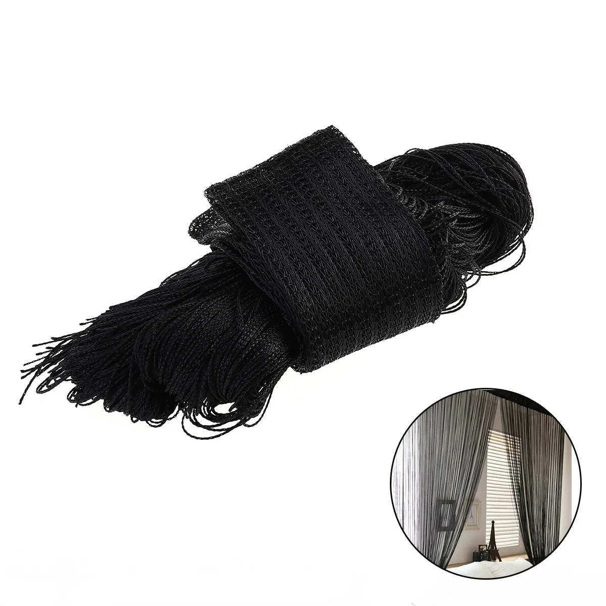 Line Curtain Tassel Design Black Easy Install String Thread Divider for Door Window Room Cafe Party Curtains