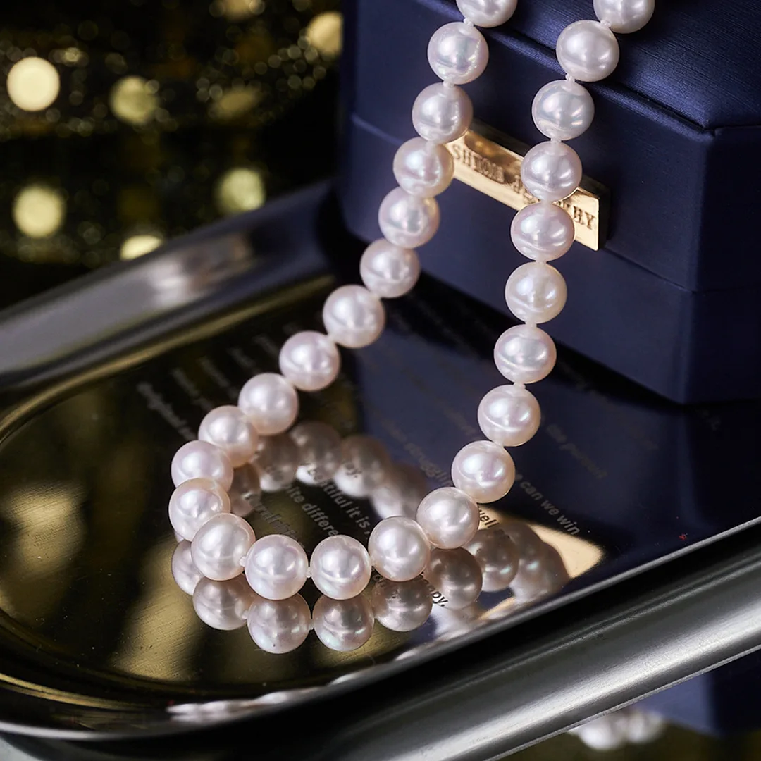 

Ожерелье из пресноводного жемчуга без нитка диаметром 8 мм, почти идеальное круглое переливающееся почти безупречное, роскошное колье из серебра S925, ювелирное изделие в подарок