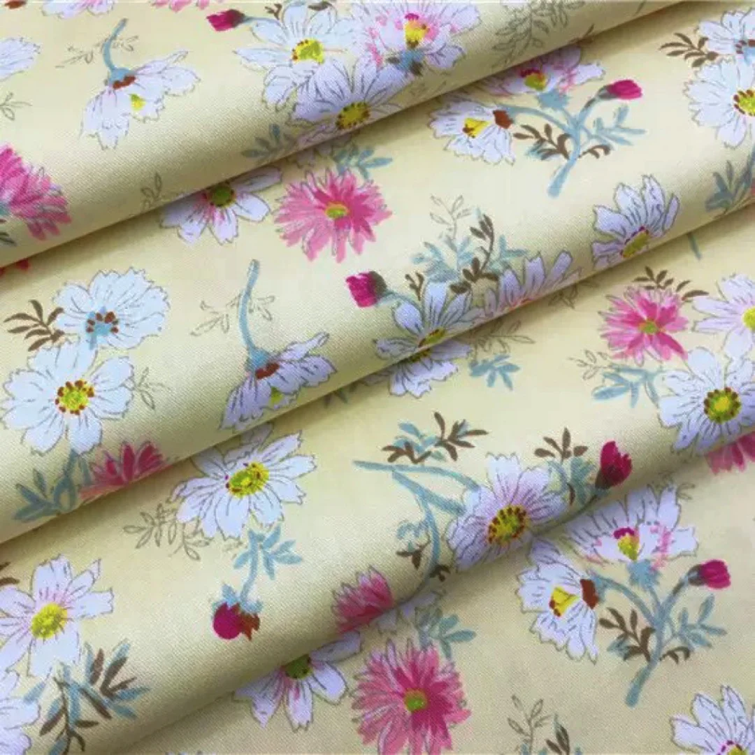 0.5 meter , Width 62.99 inches Charming Floral Cotton Twill Fabric | Ideal for Quilting, Home Decor, and Crafting Projects