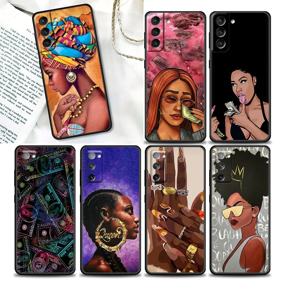 Phone Case for Samsung Galaxy S22 S23 S9 S10e S21 S20 Fe Plus Ultra 5G Soft TPU Case Coque Capa Cover African Gir Art DIYl