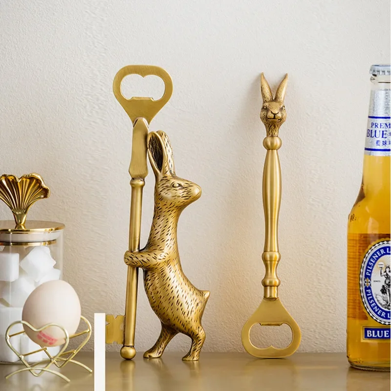 Retro Brass Bottle Opener Rabbit Elk Personality Creative Beer Screwdriver Light Luxury Household