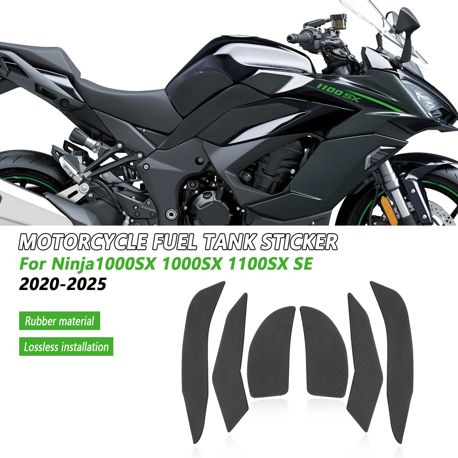 Side Fuel Tank Pads Protector Stickers Decal Gas Knee Grip Traction Pad For Kawasaki Ninja 1000SX 1100SX SE 2020-2023 2024 2025