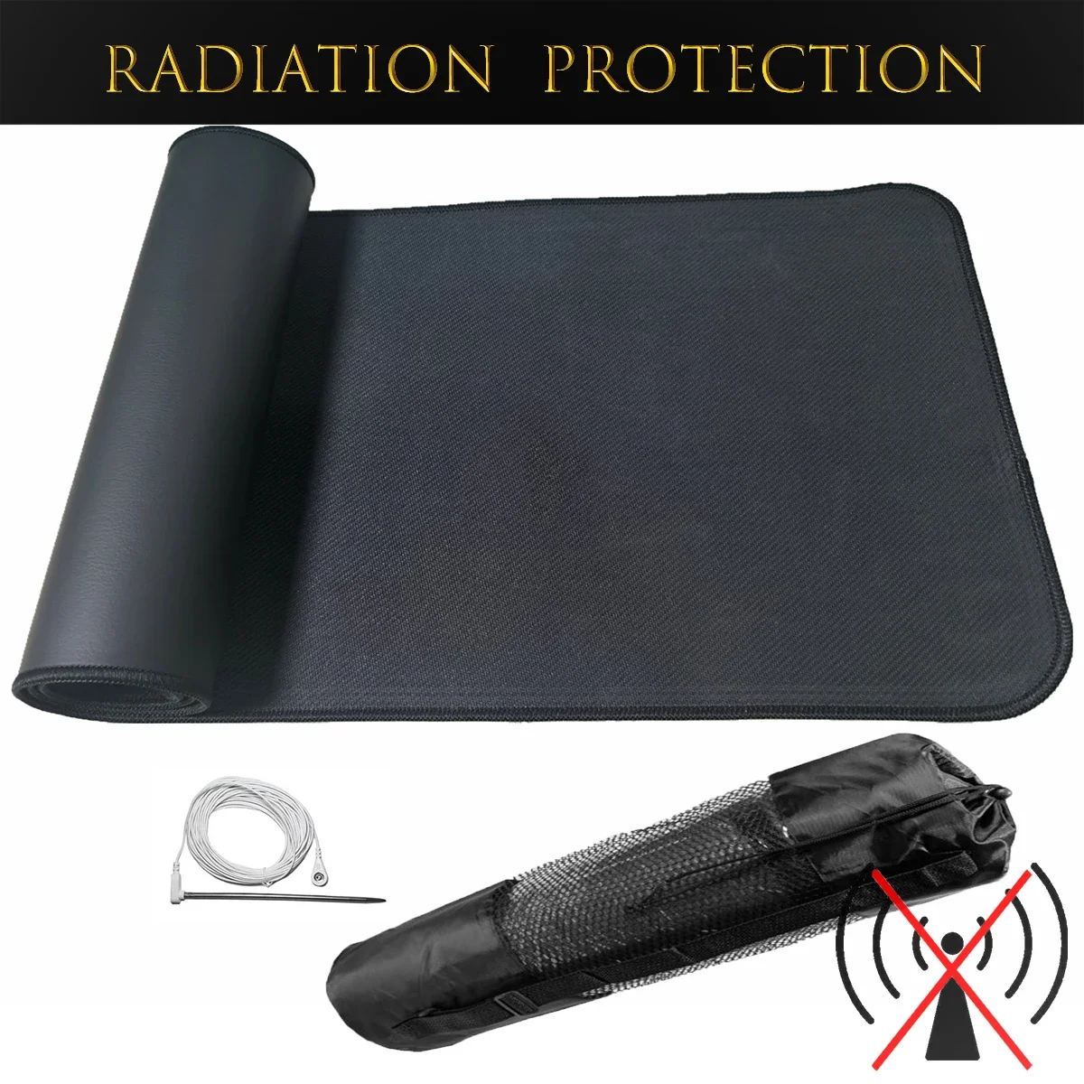 60x180 cm Earthing Yoga Mat with Grounding Cord and Rod Anti-Skid Sports Fitness Conductive Pad Antistatic Healthy Therapy