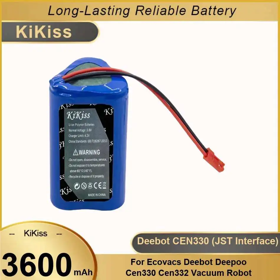 

Robotic Vacuum Cleaner Battery 3600Mah For Ecovacs Deebot Deepoo CEN330 CEN332 Robot Jst Interface